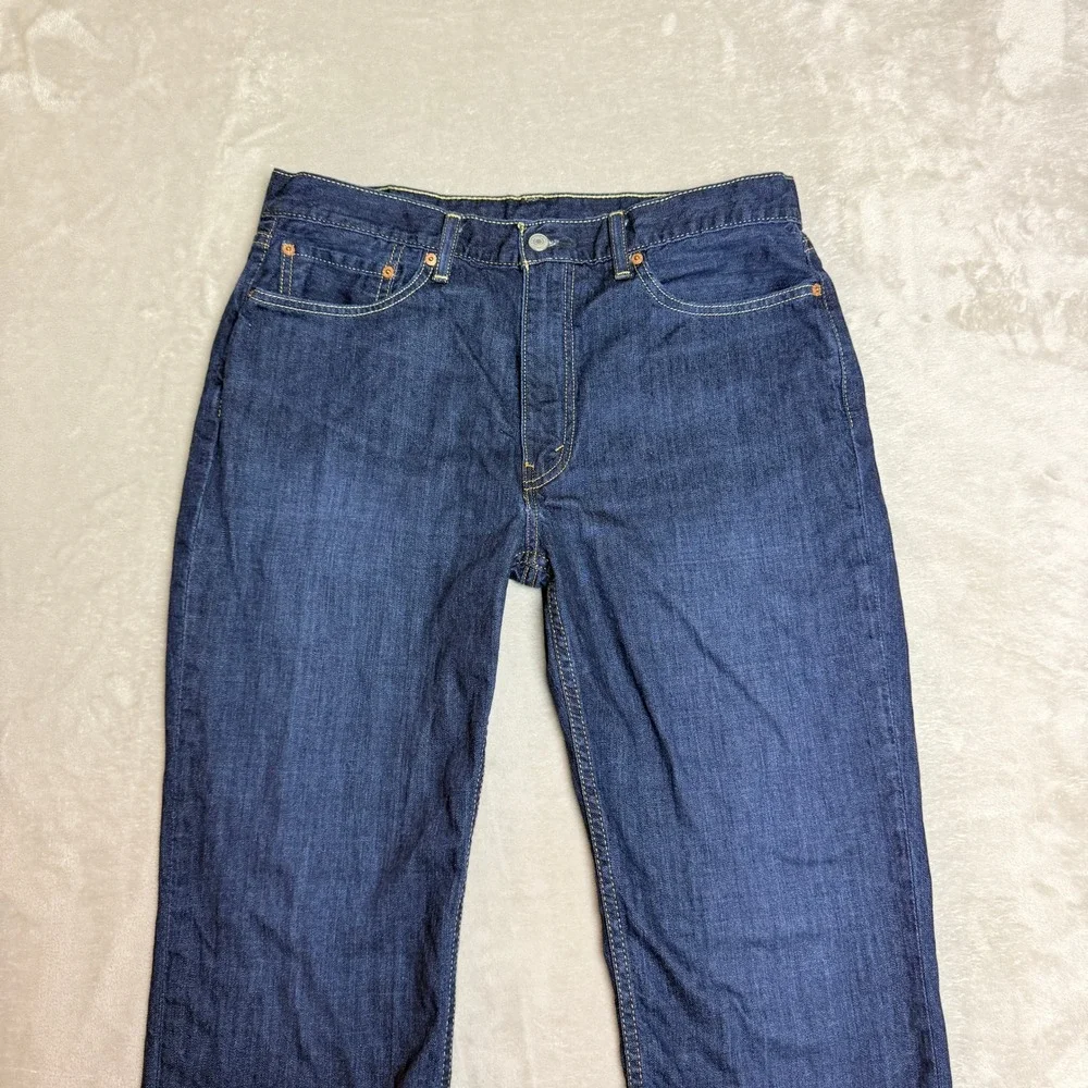 Levi's 514 Straight Fit Jeans Mens 36x30 Blue Dark Wash Denim Classic Preppy EUC